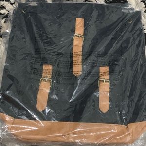NIP DSW Canvas Backpack Black with Brown Trim